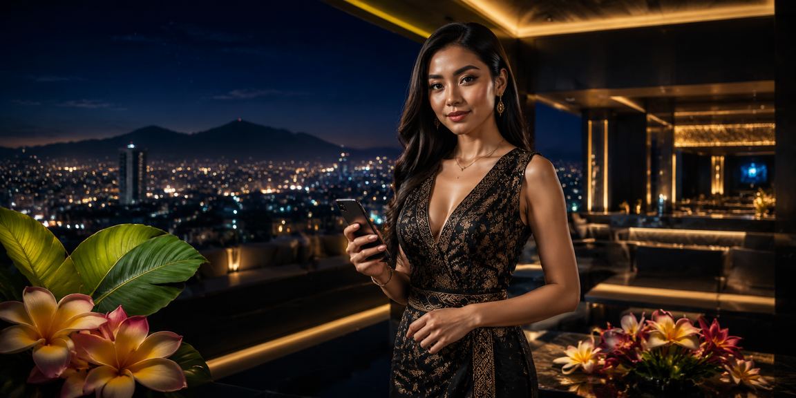 Model menunjukkan reward cashback bonus dari program loyalitas kasino online